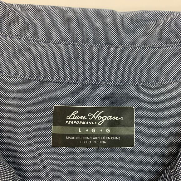 Ben Hogan Performance Polo Shirt Mens L Large Navy Palm Tree Short Sleeve Golf - Picture 4 of 12